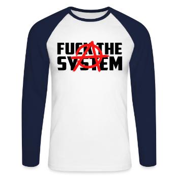 Symbole de punker punk athée anarchiste anarchiste - T-shirt baseball manches longues Homme - blanc/marine - Devant - Nik (191cm)