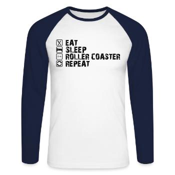 Roller Coaster parc d'attractions idée cadeau de montagnes russes - T-shirt baseball manches longues Homme - blanc/marine - Devant - Nik (191cm)