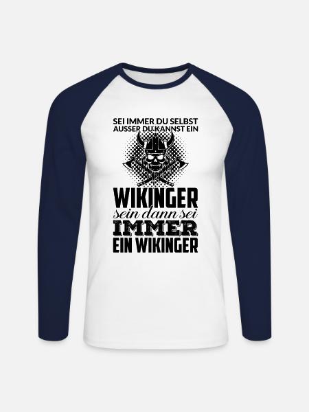 Wikinger Spruch - Unisex Baseballshirt langarm - Weiß/Navy
