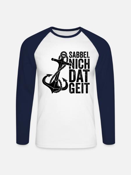 Plattdeutsch Norddeutsch Dialekt Platt Geschenk - Unisex Baseballshirt langarm - Weiß/Navy