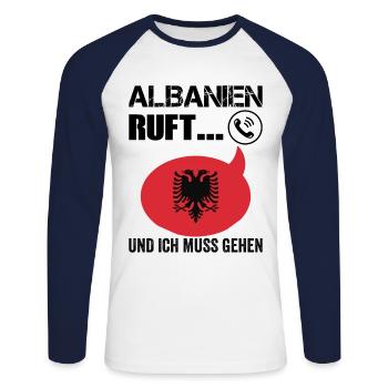 Albanien Albaner Spruch - Unisex Baseballshirt langarm - Weiß/Navy - Vorne - Nik (191cm)