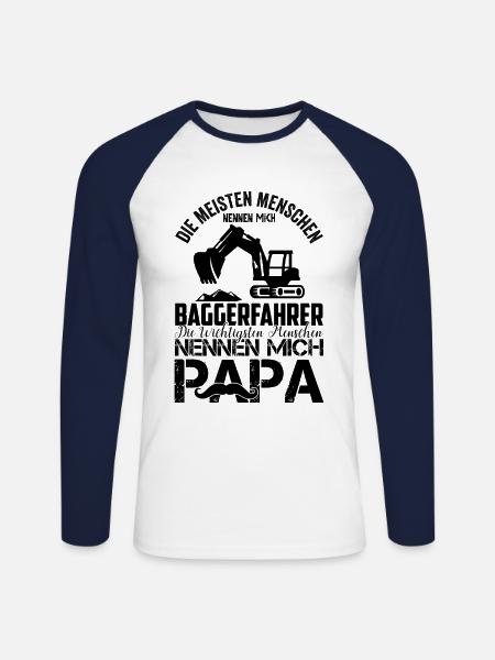 Lustiger Baggerfahrer & Baggerführer Bagger Spruch - Unisex Baseballshirt langarm - Weiß/Navy