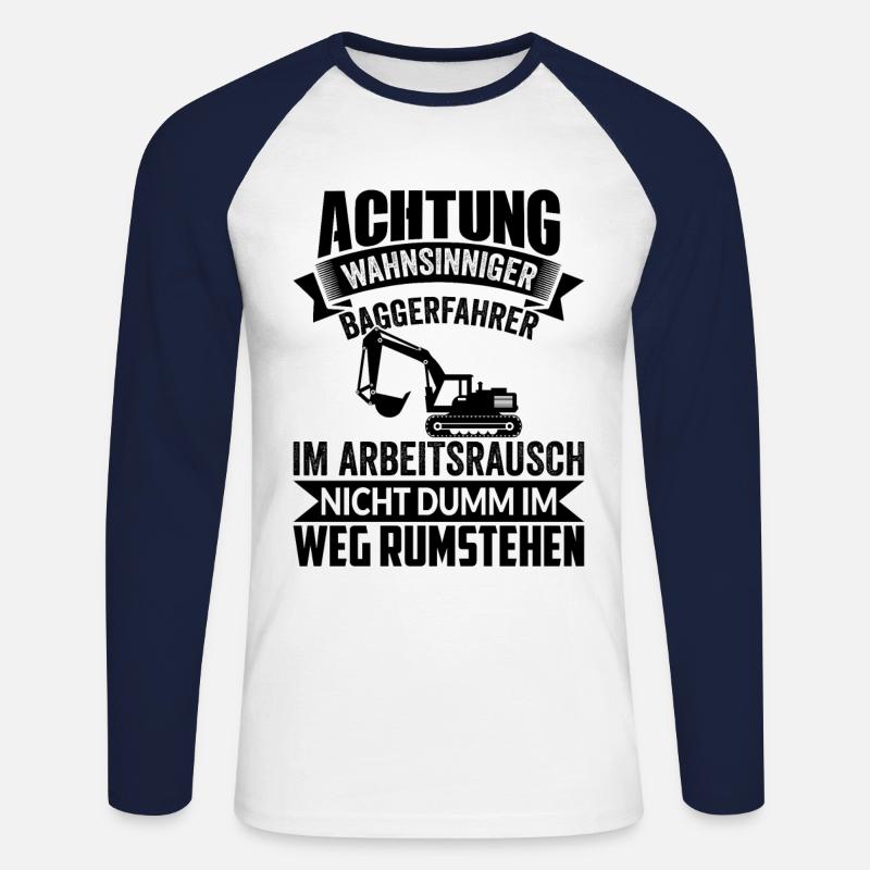 Bagger Baggerführer Baggerfahrer Bau Geschenkidee - Unisex Baseballshirt langarm - Weiß/Navy