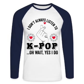 K-Pop Kpop Corée du Sud Séoul idée cadeau coréen - T-shirt baseball manches longues Homme - blanc/marine - Devant - Nik (191cm)