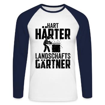 Landschaftsgärtner Gärtner Galabau Geschenk - Unisex Baseballshirt langarm - Weiß/Navy - Vorne - Nik (191cm)
