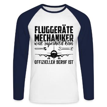 Fluggerätmechaniker Flugzeug Mechaniker Geschenk - Unisex Baseballshirt langarm - Weiß/Navy - Vorne - Nik (191cm)