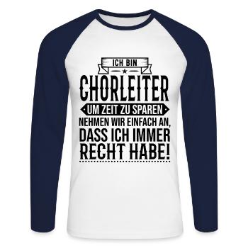 Chorleiter Dirigent Chor Gesangschor - Unisex Baseballshirt langarm - Weiß/Navy - Vorne - Nik (191cm)