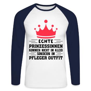 Altenpflegerin Altenpfleger Pfleger Pflegehelfer - Unisex Baseballshirt langarm - Weiß/Navy - Vorne - Nik (191cm)
