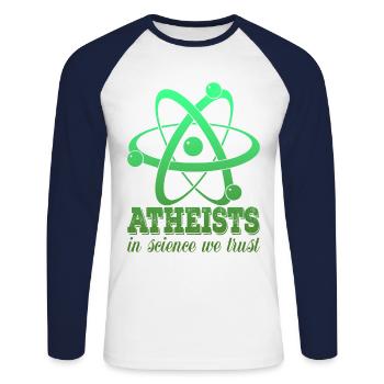 Dieu athée athée drôle disant - T-shirt baseball manches longues Homme - blanc/marine - Devant - Nik (191cm)