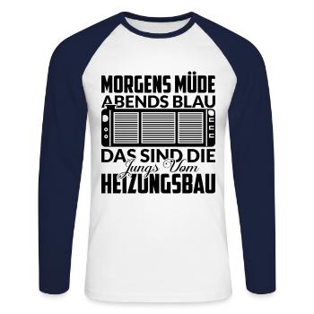 Heizungsbau Heizungsbauer Spruch Azubi - Unisex Baseballshirt langarm - Weiß/Navy - Vorne - Nik (191cm)