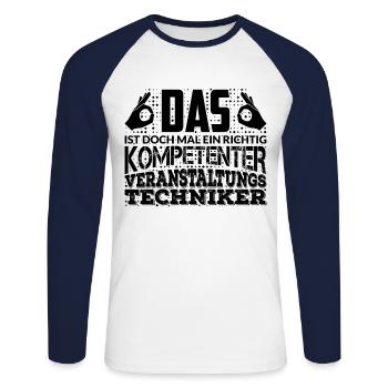Veranstaltungstechniker Geschenk - Unisex Baseballshirt langarm - Weiß/Navy - Vorne - Nik (191cm)