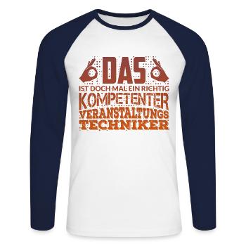 Veranstaltungstechniker Veranstaltungstechnik - Unisex Baseballshirt langarm - Weiß/Navy - Vorne - Nik (191cm)