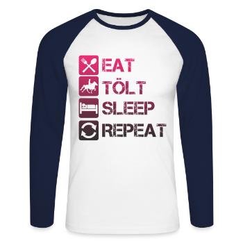 Tölt Reiten Tölten Pferd Reitsport Geschenkidee - Unisex Baseballshirt langarm - Weiß/Navy - Vorne - Nik (191cm)