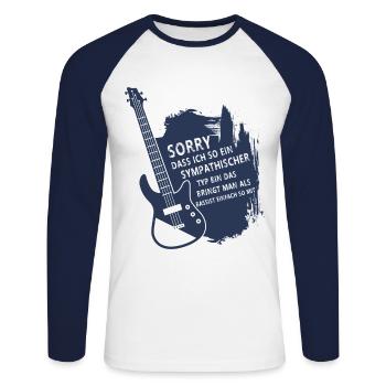 Bassist Bassisten Bassspieler E-Bass Geschenk - Unisex Baseballshirt langarm - Weiß/Navy - Vorne - Nik (191cm)