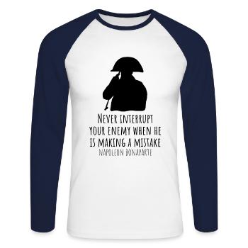 Napoleon Bonaparte saying - Unisex Long Sleeve Baseball T-Shirt - white/navy - Front - Nik (191cm)
