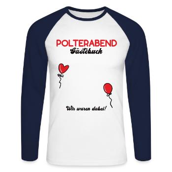 Gästebuch Gästeliste Trauung Hochzeit Ehe Heirat - Unisex Baseballshirt langarm - Weiß/Navy - Vorne - Nik (191cm)