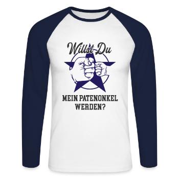 Team Patenonkel Patensohn Patentochter Neffe Kind - Unisex Baseballshirt langarm - Weiß/Navy - Vorne - Nik (191cm)
