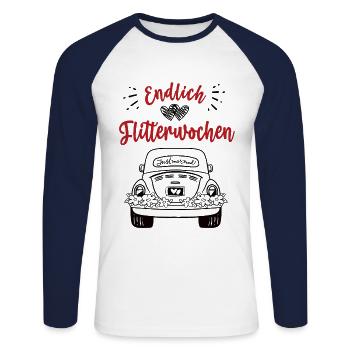 Endlich Flitterwochen Hochzeitsreise Hochzeit Ehe - Unisex Baseballshirt langarm - Weiß/Navy - Vorne - Nik (191cm)