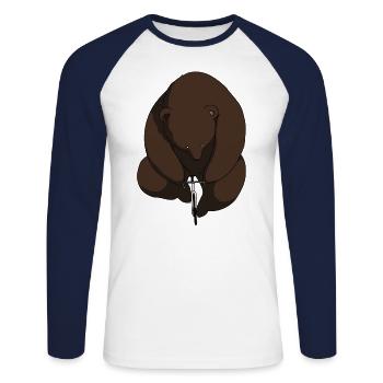 Riding Bear - Unisex Long Sleeve Baseball T-Shirt - white/navy - Front - Nik (191cm)