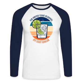 Ein Abend Ohne Alkohol Ist Ginlos Funny Gin Saying - Unisex Baseballshirt langarm - Weiß/Navy - Vorne - Nik (191cm)