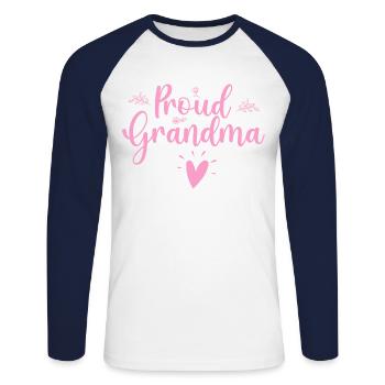 Stolze Oma. - Unisex Baseballshirt langarm - Weiß/Navy - Vorne - Nik (191cm)