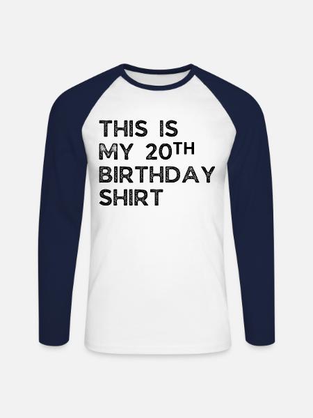 20th birthday - Unisex Long Sleeve Baseball T-Shirt - white/navy