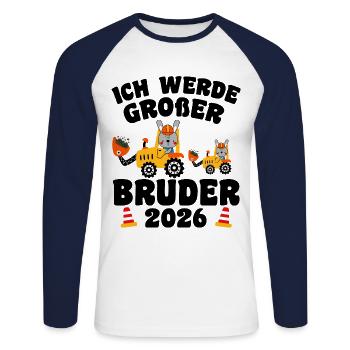 Ich Werde Großer Bruder 2026 - Unisex Baseballshirt langarm - Weiß/Navy - Vorne - Nik (191cm)
