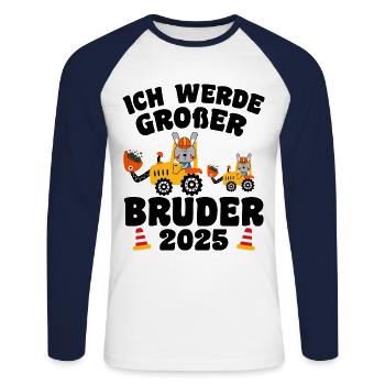 Ich Werde Großer Bruder 2025 - Unisex Baseballshirt langarm - Weiß/Navy - Vorne - Nik (191cm)