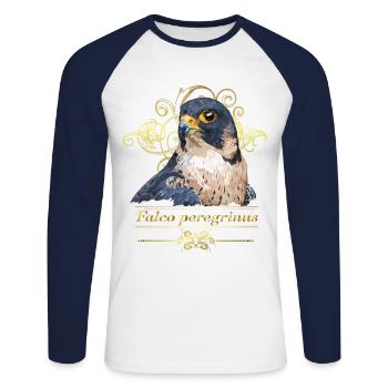 peregrine falcon - Unisex Long Sleeve Baseball T-Shirt - white/navy - Front - Nik (191cm)