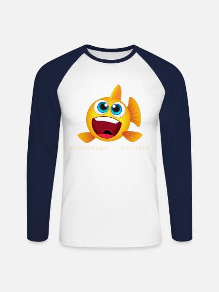 Poisson - T-shirt baseball manches longues Homme - blanc/marine