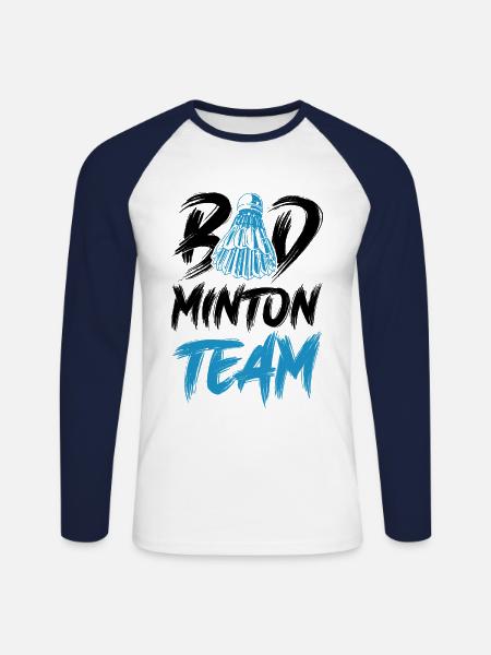 Badminton Team - Unisex Baseballshirt langarm - Weiß/Navy