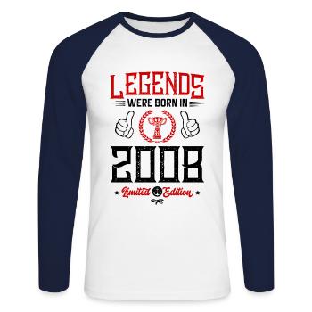 Born in 2008 legends - T-shirt baseball manches longues Homme - blanc/marine - Devant - Nik (191cm)