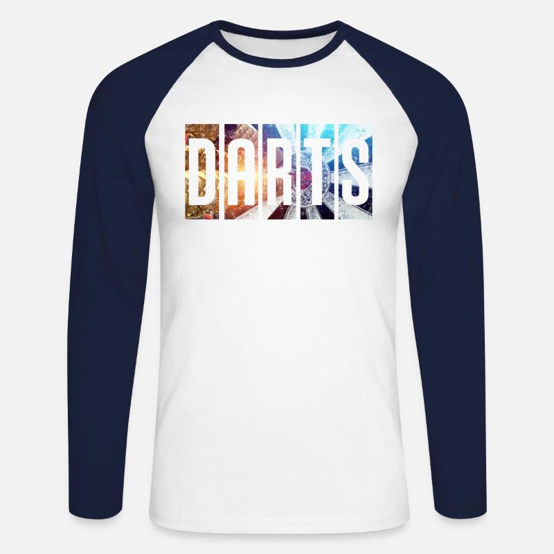 Darts Dart Darten Dartscheibe Geschenk - Unisex Baseballshirt langarm - Weiß/Navy