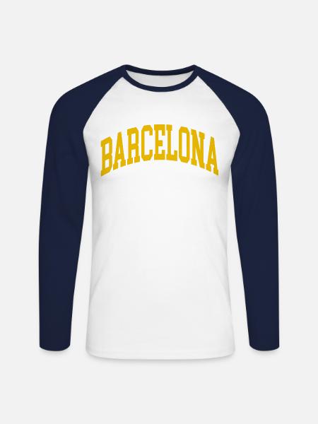 Barcelona - Unisex Long Sleeve Baseball T-Shirt - white/navy