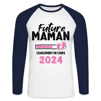 Future Maman 2024 Chargement En Cours - T-shirt baseball manches longues Homme - blanc/marine - Devant - Nik (191cm)