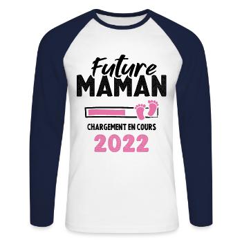 Future Maman 2022 Chargement En Cours - T-shirt baseball manches longues Homme - blanc/marine - Devant - Nik (191cm)
