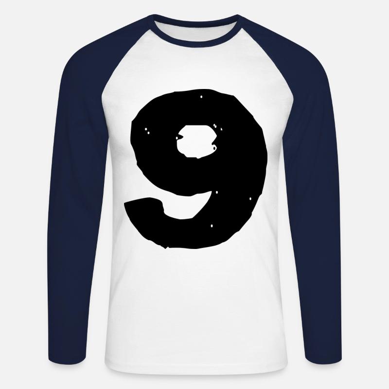 9 Zahl Trikot - Unisex Baseballshirt langarm - Weiß/Navy