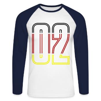 2 Zahl symbol Germany - Unisex Baseballshirt langarm - Weiß/Navy - Vorne - Nik (191cm)