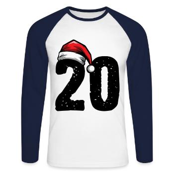 20 Numéro Noël - T-shirt baseball manches longues Homme - blanc/marine - Devant - Nik (191cm)