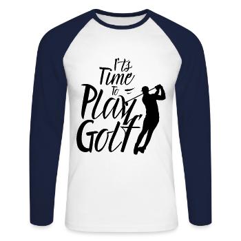 Il est temps Golf De Jouer Golf Golf - T-shirt baseball manches longues Homme - blanc/marine - Devant - Nik (191cm)