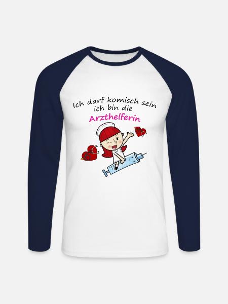 arzthelferin - Unisex Baseballshirt langarm - Weiß/Navy