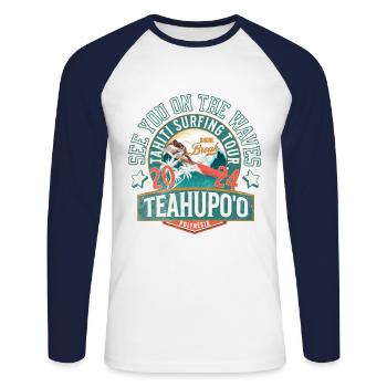 See you on the waves of Teahupoo - T-shirt baseball manches longues Homme - blanc/marine - Devant - Nik (191cm)