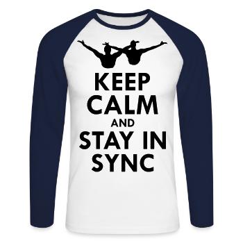 Synchro Schwimmer Synchronschwimmen Lustig - Unisex Baseballshirt langarm - Weiß/Navy - Vorne - Nik (191cm)