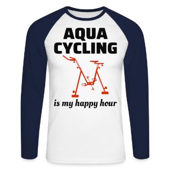 Aqua Cycling Swimming Pool Fitness Training Coach - Unisex Long Sleeve Baseball T-Shirt - white/navy - Front - Nik (191cm)