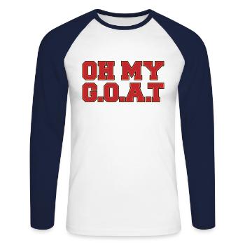 OH MY GOAT AMERICAN FOOTBALL TB FAN GIFT - Unisex Long Sleeve Baseball T-Shirt - white/navy - Front - Nik (191cm)