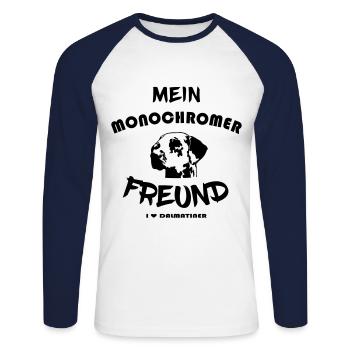 Mein monochromer Freund - Ich liebe Dalmatiner - Unisex Baseballshirt langarm - Weiß/Navy - Vorne - Nik (191cm)
