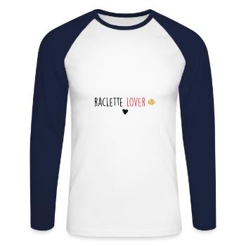 raclette - T-shirt baseball manches longues Homme - blanc/marine - Devant - Nik (191cm)