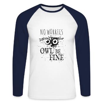 Owl Be Fine Meme | Street Art Graffiti Eule - Unisex Baseballshirt langarm - Weiß/Navy - Vorne - Nik (191cm)