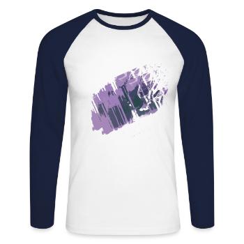 Colorsplash / Graffiti Farbklecks - Unisex Baseballshirt langarm - Weiß/Navy - Vorne - Nik (191cm)
