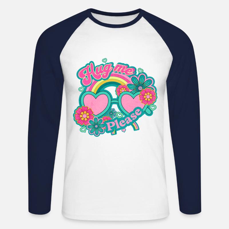 Umarme mich bitte, - Unisex Baseballshirt langarm - Weiß/Navy